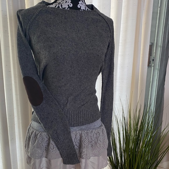 For the Republic gray sweater patched elbows. (Under dress not included) - Picture 2 of 5